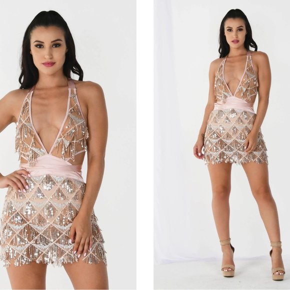 Sheer Satin Fringe Mini Dress - Picture 7 of 7